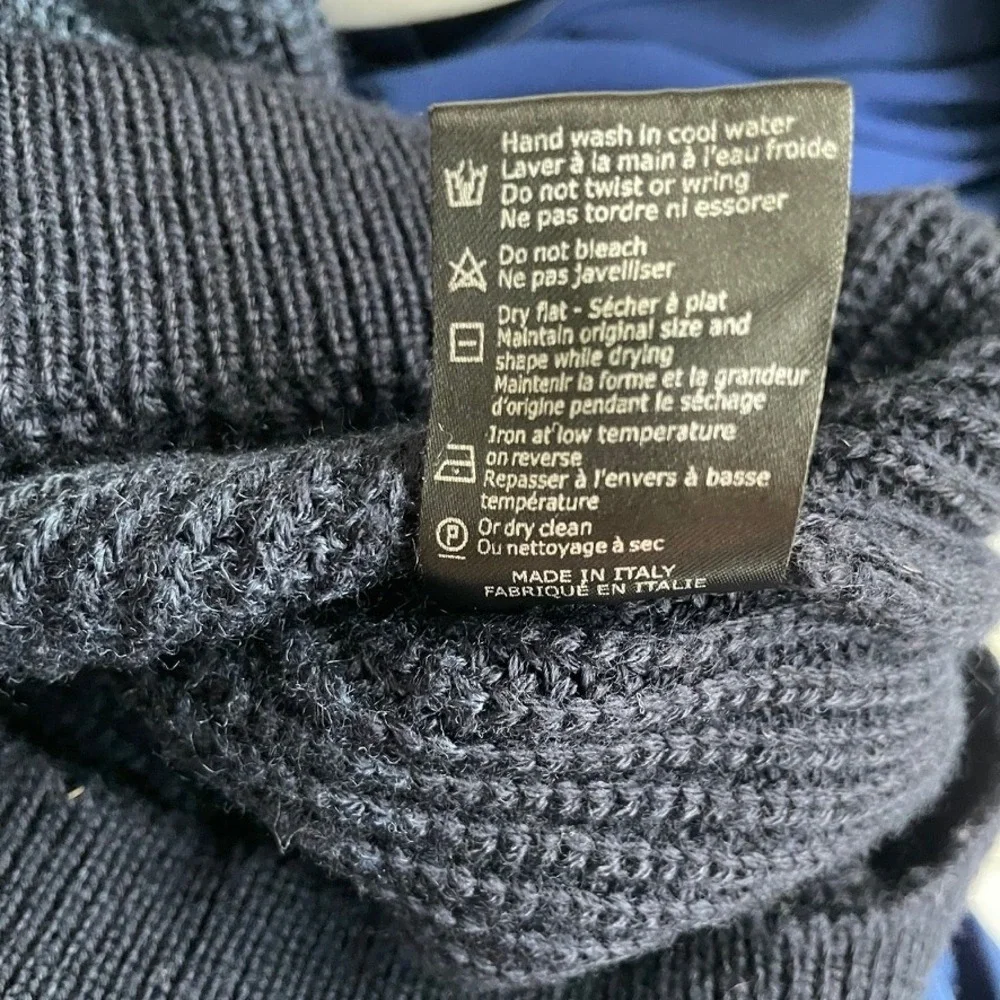 Saks Fifth Avenue Men's Modern Ombre Wool Blend Ribbed Sweater Blue Black Cozy L